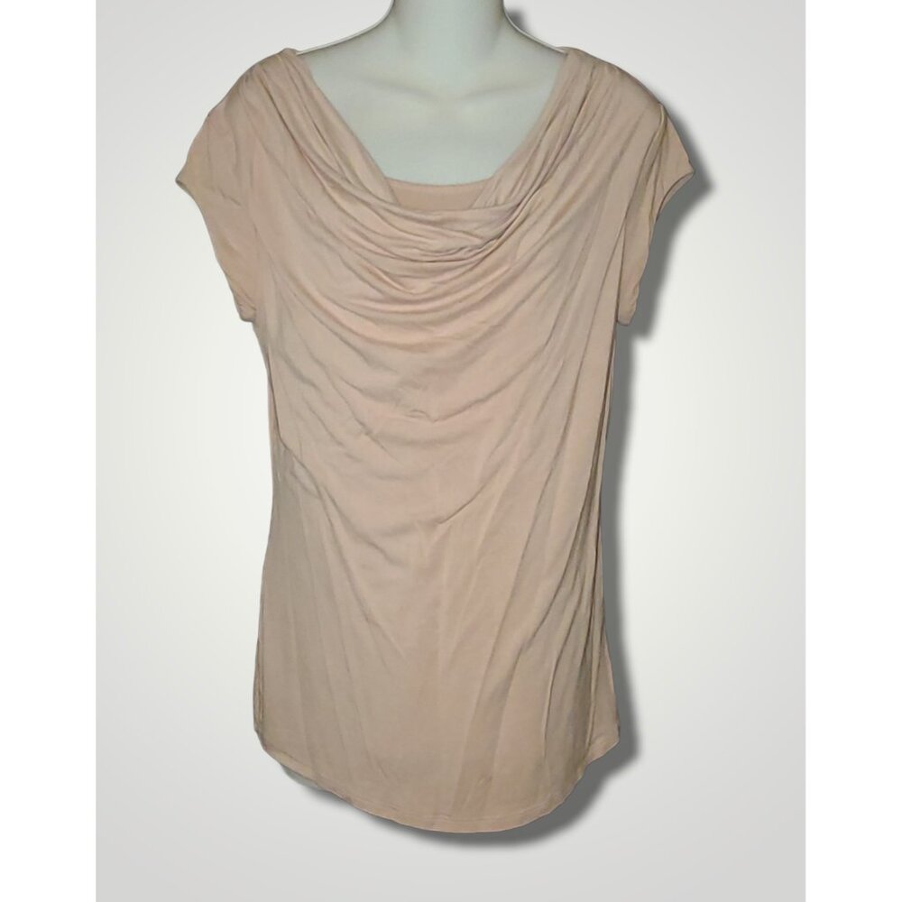 Premise Studio Womens M Soft Pink Cowl Neck Knit Cap Sleeve Blouse Top